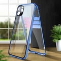 Double-sided tempered glass magnetic phone case with metal frame for iPhone in black colour