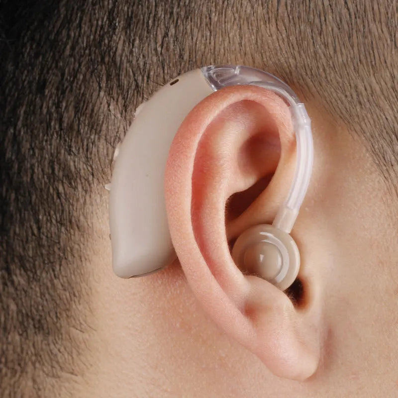 Blue hearing aid earphone accessories for G25 model amplifiers with US electrical plug