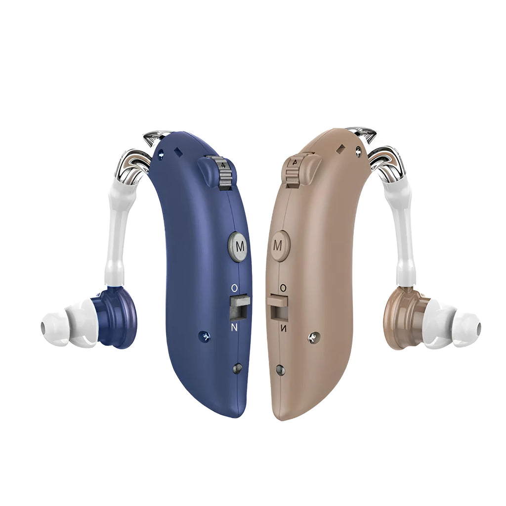 Blue hearing aid earphone accessories for G25 model amplifiers with US electrical plug