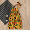 Orange African Bohemian style cotton strapless strappy dress for girls with strappy detailing