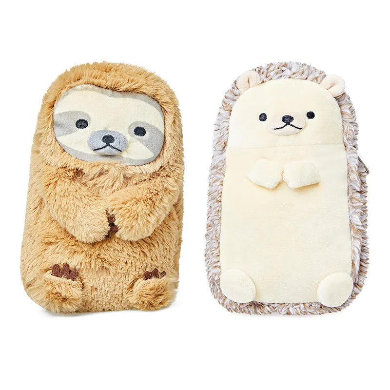 Plush velvet pencil case in soft material with creative personality design for school and office storage