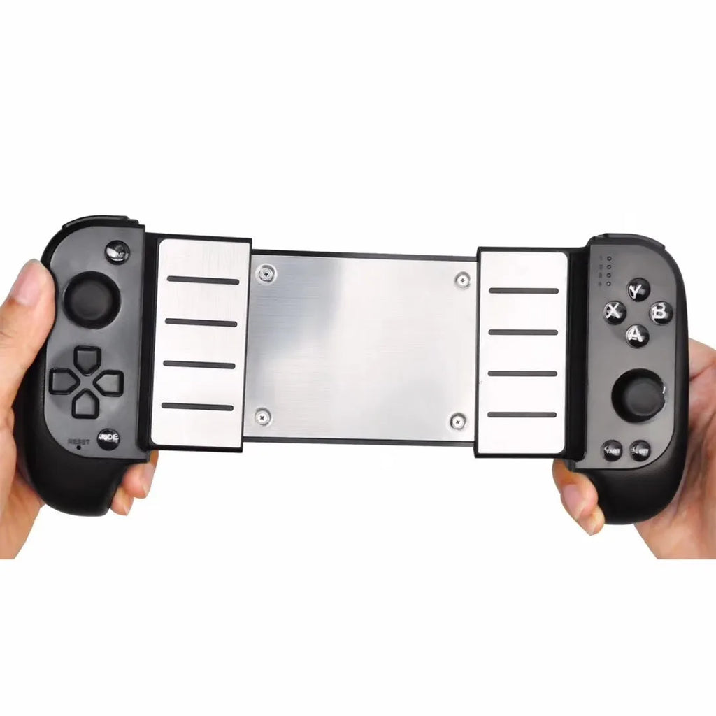 Cytec wireless Bluetooth game controller with telescopic handle for mobile phones in black and red/blue colours.
