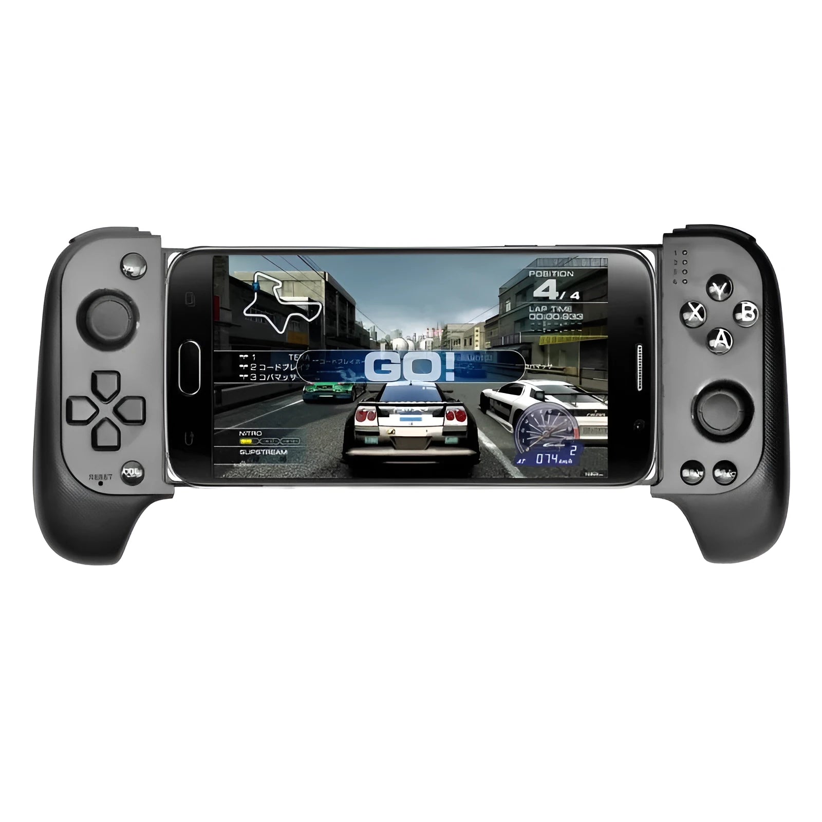 Cytec wireless Bluetooth game controller with telescopic handle for mobile phones in black and red/blue colours.