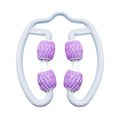 Purple and pink annular silicone leg massage roller for fitness and muscle recovery