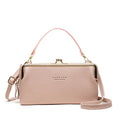 Horizontal square PU leather ladies messenger clutch bag with card slot in lilac colour