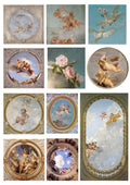 European angel mural character sticker sheets in photo colour, sizes 4-9cm