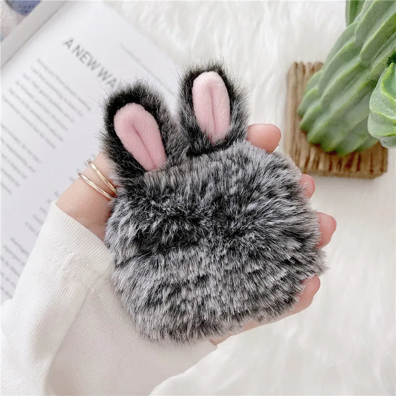 Pink rabbit ears silicone protective case for Apple AirPods wireless earbuds