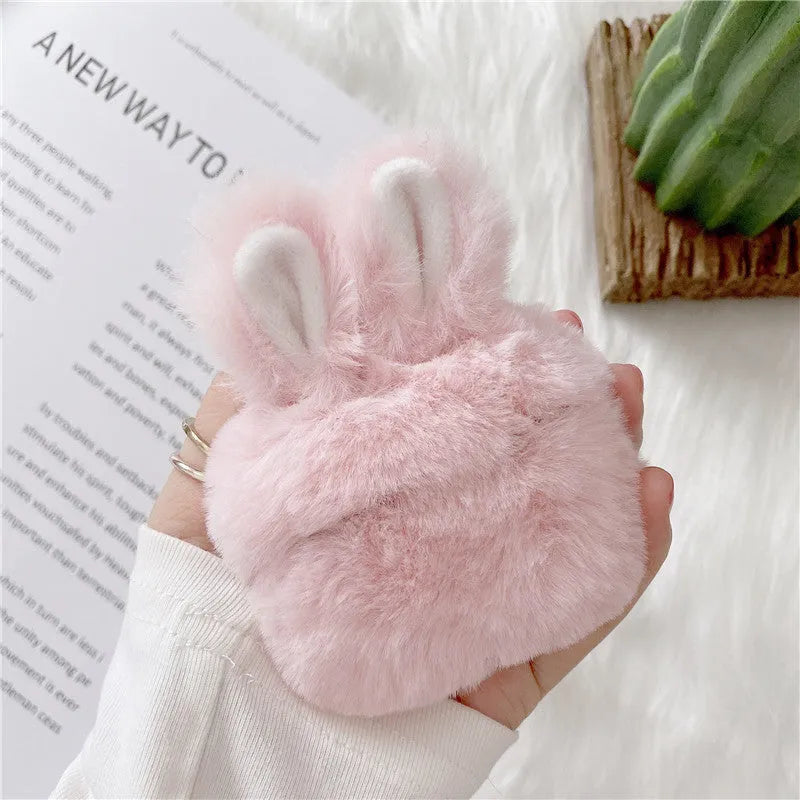 Pink rabbit ears silicone protective case for Apple AirPods wireless earbuds