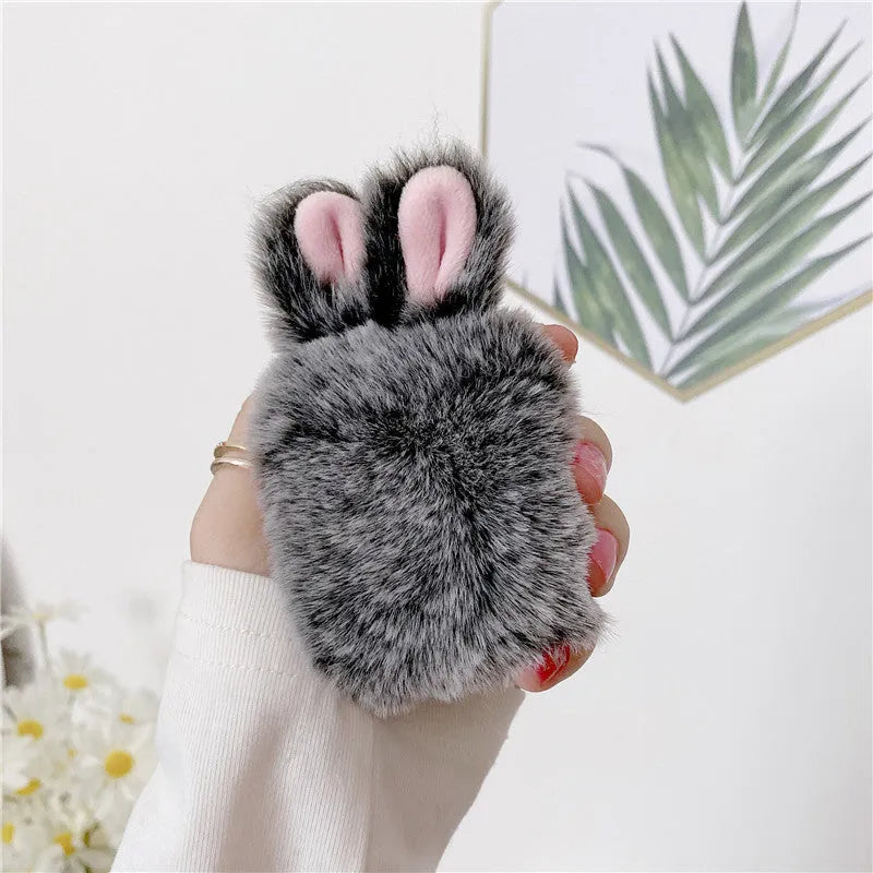 Pink rabbit ears silicone protective case for Apple AirPods wireless earbuds