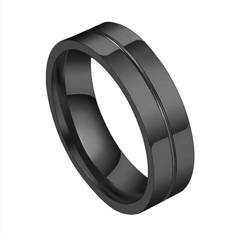 Simple Car Line stainless steel couple ring with geometric design in gold colour