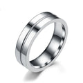 Simple Car Line stainless steel couple ring with geometric design in gold colour