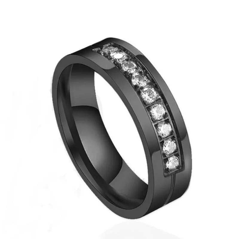 Simple Car Line stainless steel couple ring with geometric design in gold colour