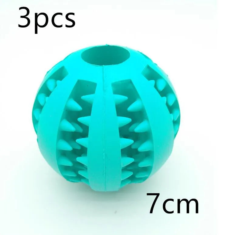 Natural silica gel slow feeder dog toy ball in blue for tooth cleaning and treat dispensing