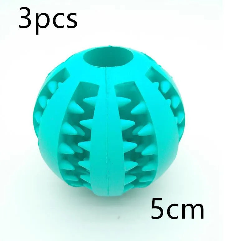Natural silica gel slow feeder dog toy ball in blue for tooth cleaning and treat dispensing