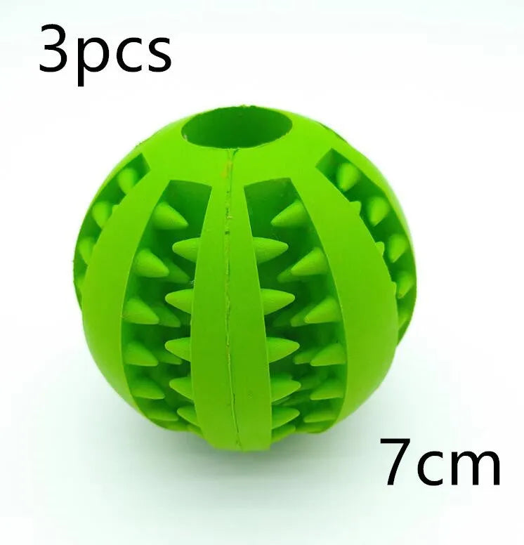 Natural silica gel slow feeder dog toy ball in blue for tooth cleaning and treat dispensing
