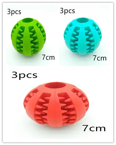 Natural silica gel slow feeder dog toy ball in blue for tooth cleaning and treat dispensing