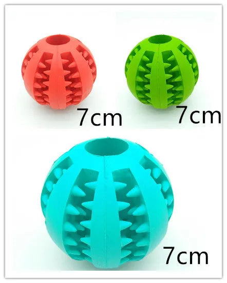 Natural silica gel slow feeder dog toy ball in blue for tooth cleaning and treat dispensing