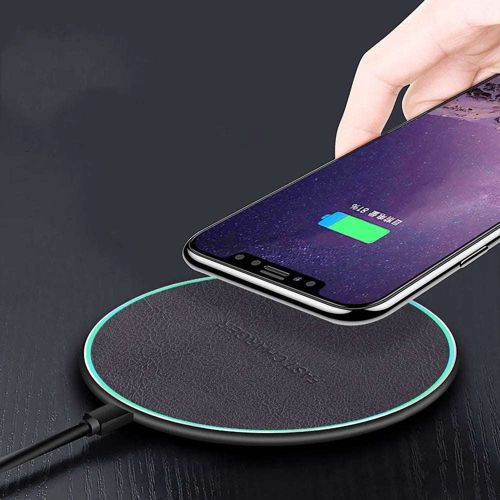 Black aluminium 10W wireless fast car charger for Apple Samsung Huawei Xiaomi phones