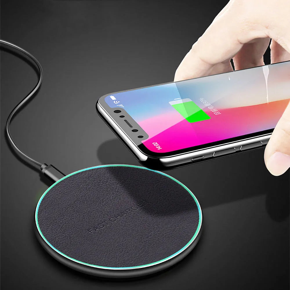 Black aluminium 10W wireless fast car charger for Apple Samsung Huawei Xiaomi phones
