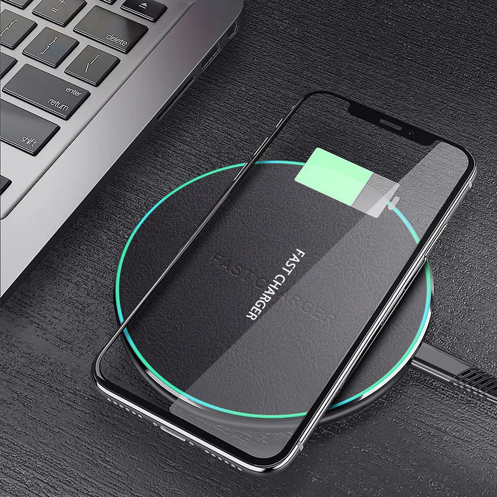 Black aluminium 10W wireless fast car charger for Apple Samsung Huawei Xiaomi phones