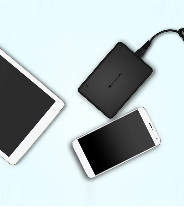 Black and white desktop USB fast charger with LED indicator showing 60W 9V 2A output for mobile phones