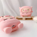 Pink silicone AirPods case cover with cartoon pig design for AirPods 1 2 Pro3