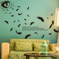 Black feather angel three generations removable wall sticker measuring 50 by 70 cm