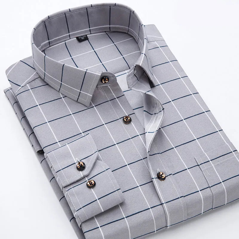 Men's long sleeve shirt with floral pattern, square collar, slim fit, sizes 38-44, polyester fabric.
