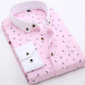 Men's long sleeve shirt with floral pattern, square collar, slim fit, sizes 38-44, polyester fabric.
