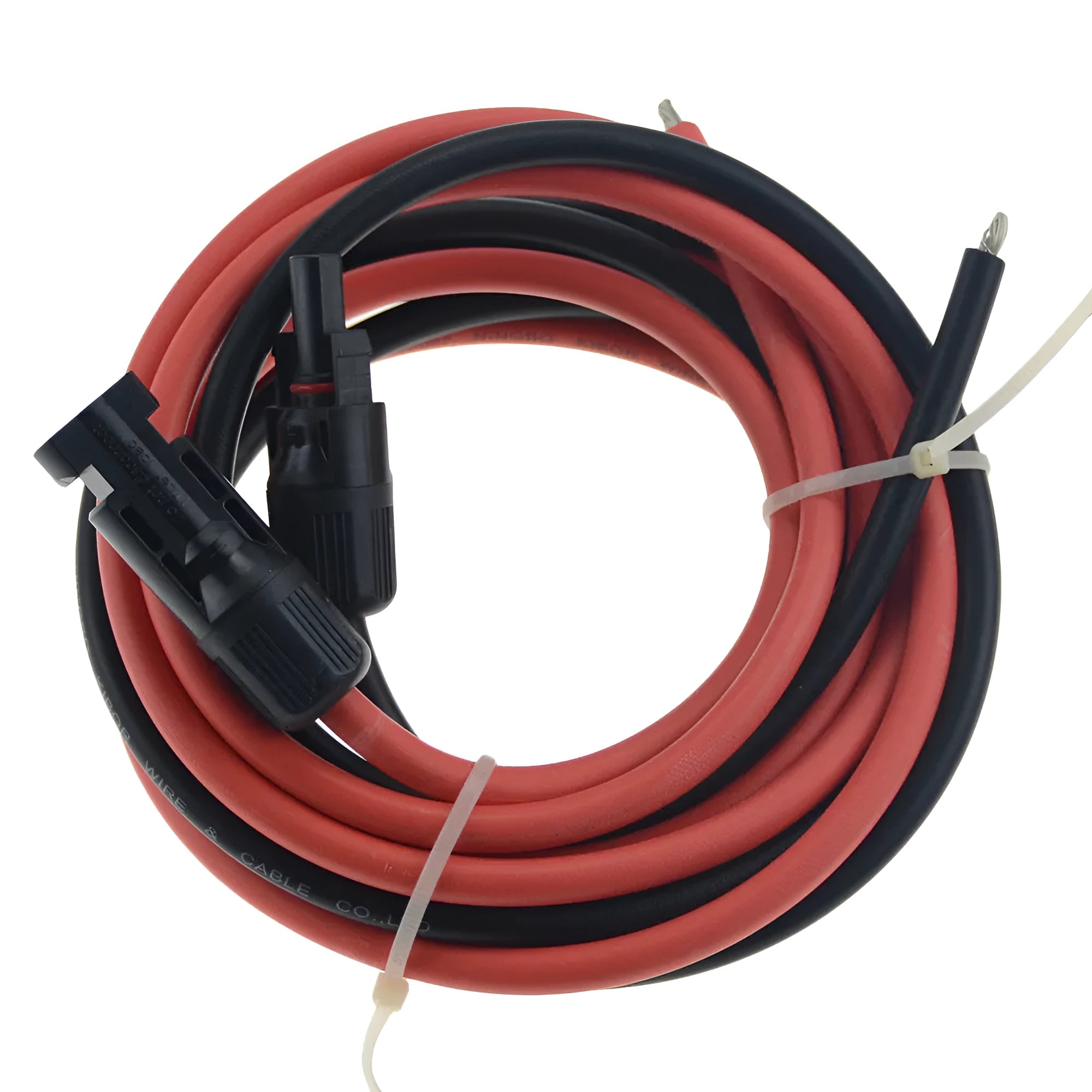 MC4 connector solar extension cable in black and red, showing different length options on a coil.
