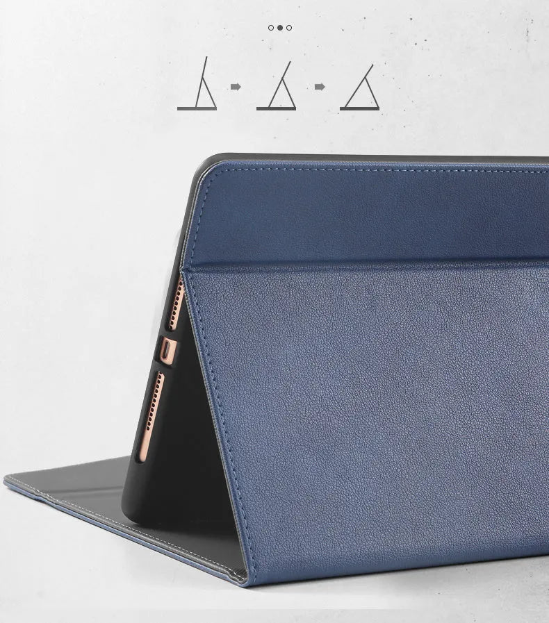 iPad Pro 11 PU protective cover in dark blue with cartoon design and suction closure