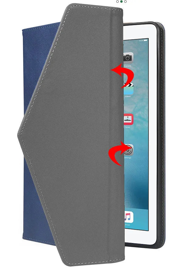 iPad Pro 11 PU protective cover in dark blue with cartoon design and suction closure