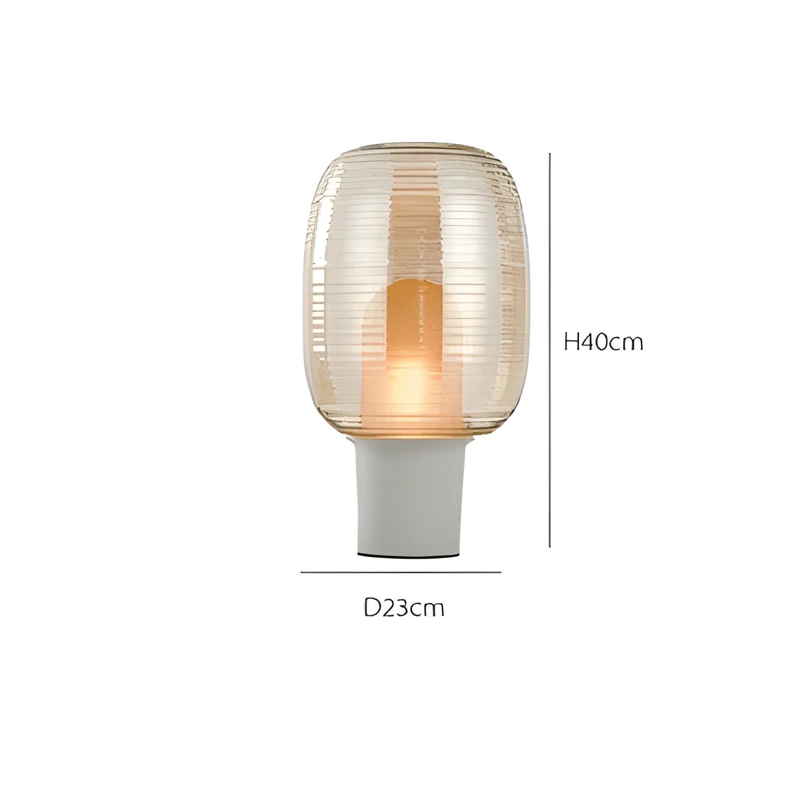 Modern glass table lamp with push button switch in cognac colour, Nordic style design