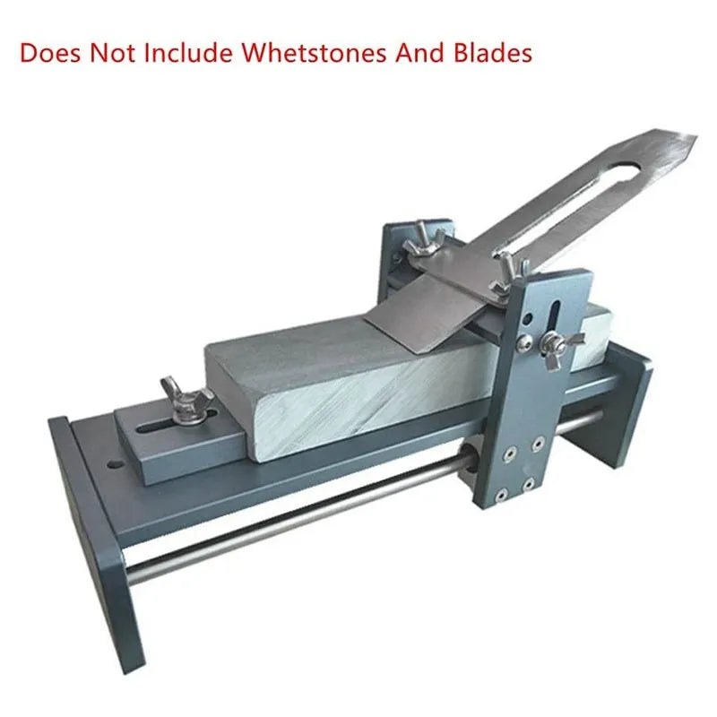 Fixed angle sharpening tool for woodworking chisels and planers made from aluminium alloy and stainless steel.