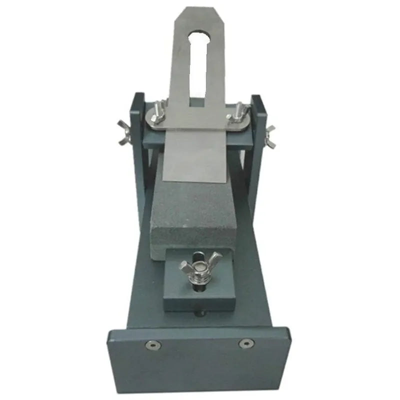 Fixed angle sharpening tool for woodworking chisels and planers made from aluminium alloy and stainless steel.