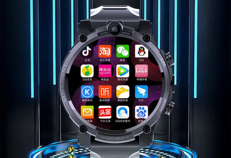 Black smart phone watch with 1.6-inch screen showing call interface and heart rate display
