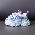 Children's sports shoes in yellow with microfiber and mesh upper and EVA sole