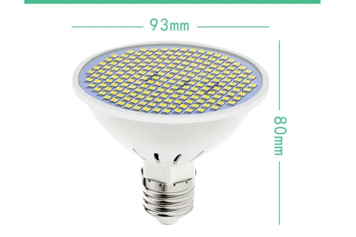 E27 LED energy-saving bulb with white PC lamp cup and screw base, showing warm white and cool white light options.