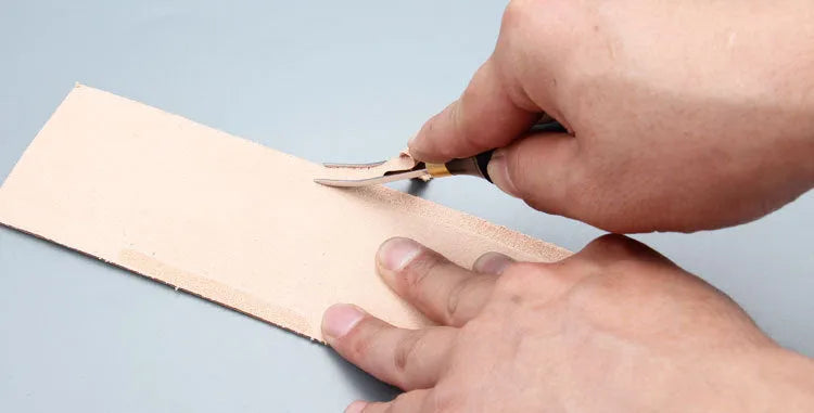 Leather wide shovel edge thinning knife for professional barber texturising
