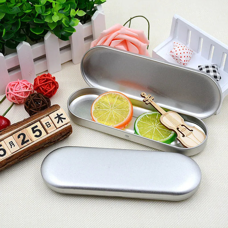 Rectangular tinplate cosmetic box in 175x60x18mm size with frosted iron offset printing finish