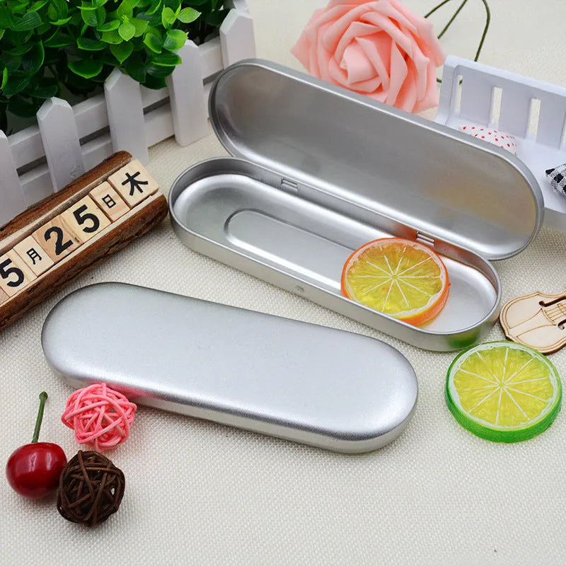 Rectangular tinplate cosmetic box in 175x60x18mm size with frosted iron offset printing finish