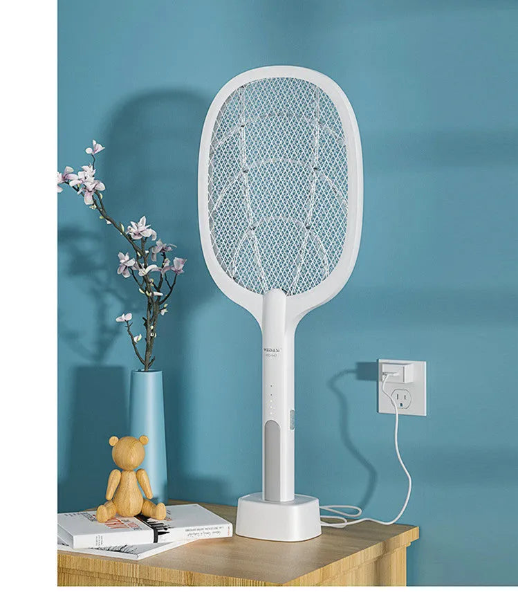 USB rechargeable electric mosquito swatter with 3000V grid and nickel-zinc iron outer net