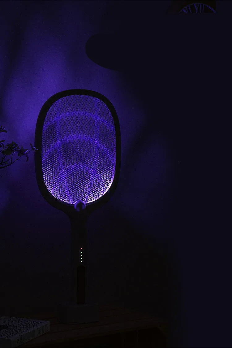 USB rechargeable electric mosquito swatter with 3000V grid and nickel-zinc iron outer net