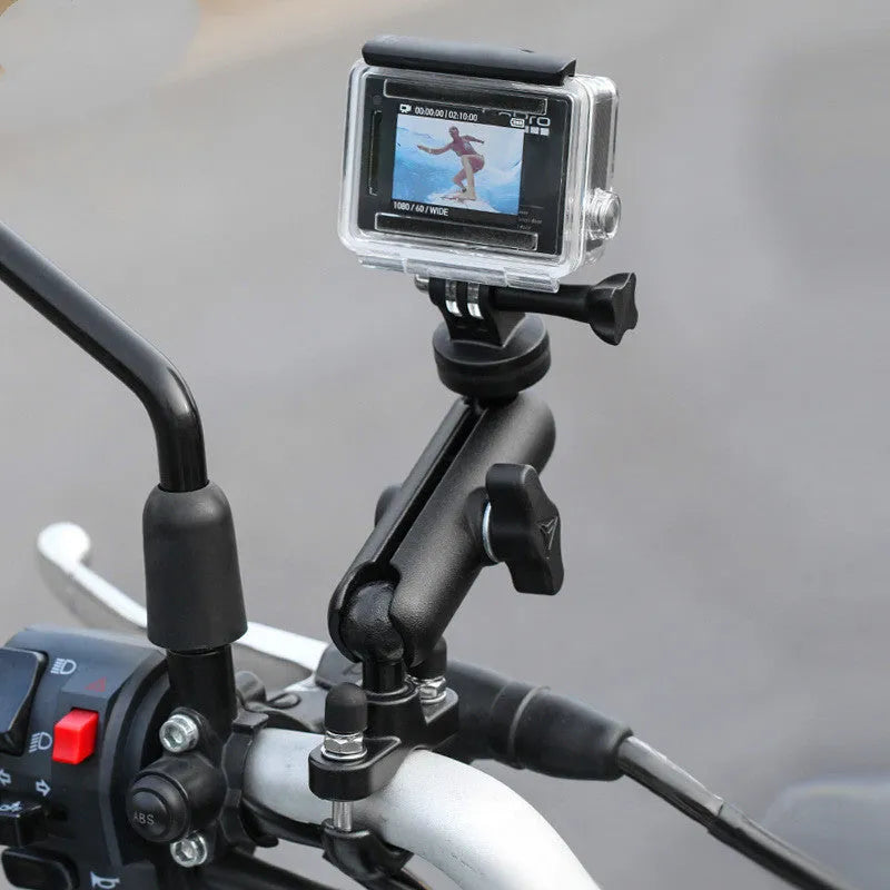 MOTOWOLF motorcycle driving recorder bracket base, aluminium alloy, 360 degree rotation, mirror or handlebar mount