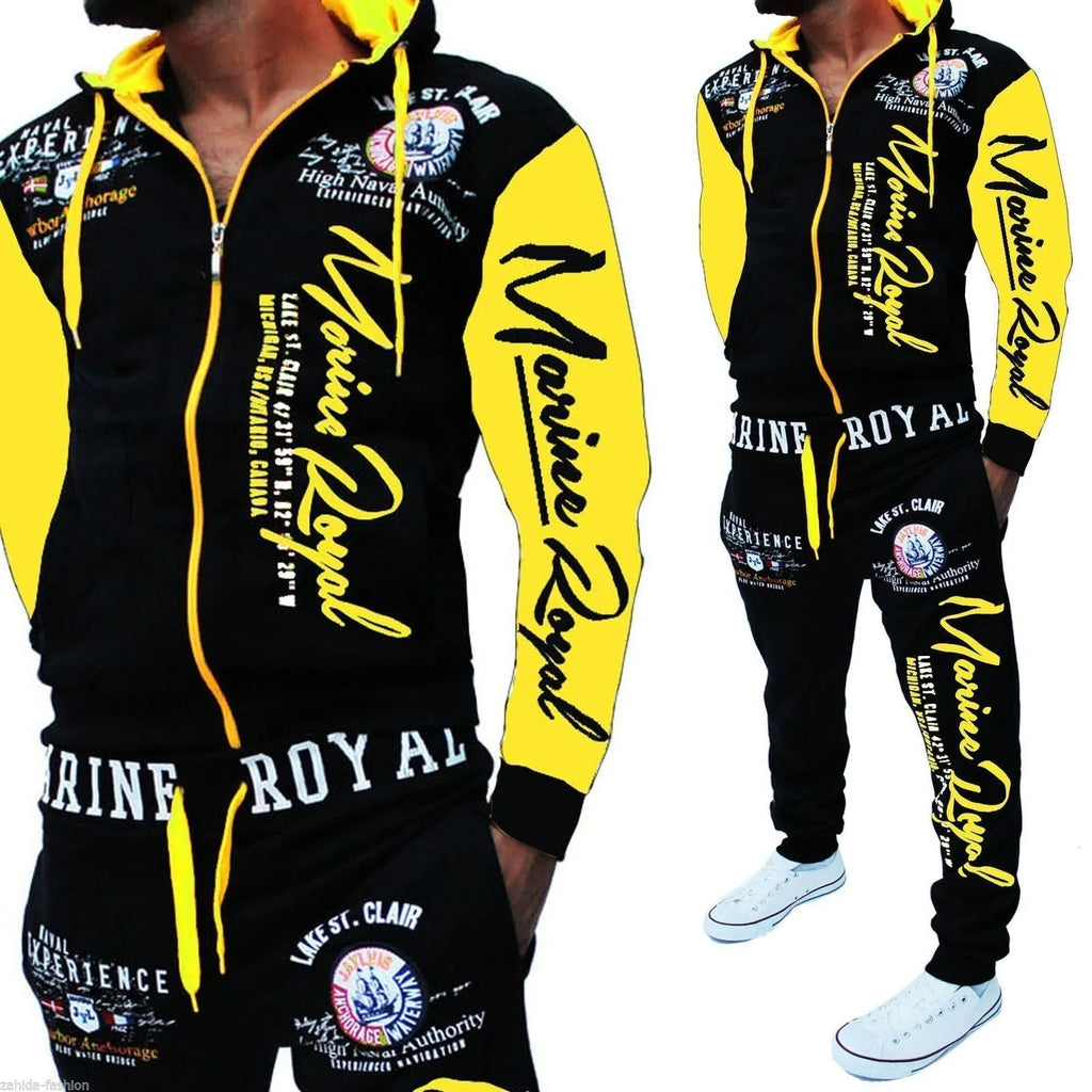 Men's polyester tracksuit set with zipper top and matching pants in green colour