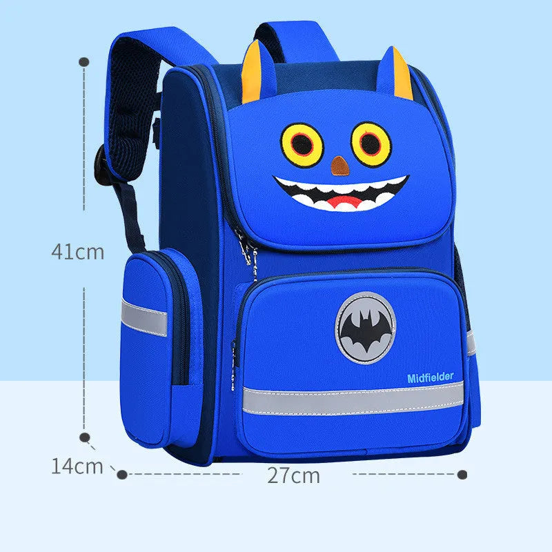 Primary school backpack for children grades 1-6 in blue, purple or pink with two size options