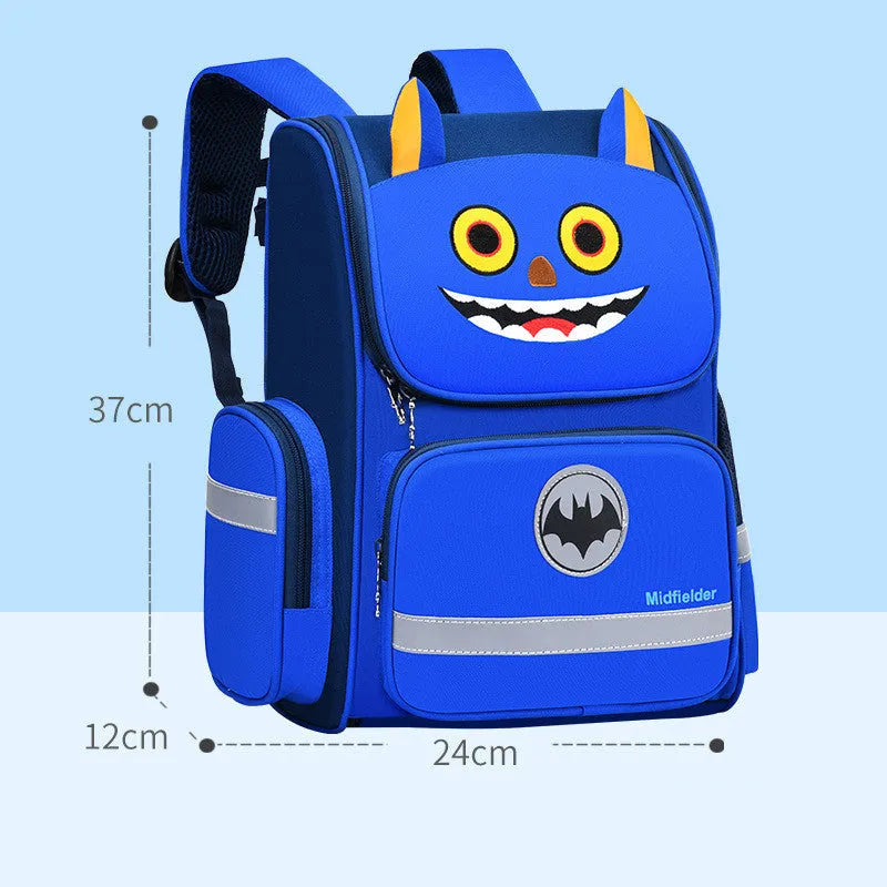 Primary school backpack for children grades 1-6 in blue, purple or pink with two size options