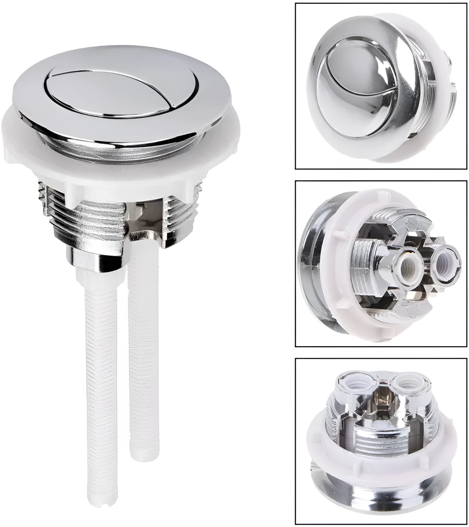 38mm round white ABS plastic double button toilet flush control for tank.