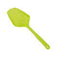 Nylon large scoop strainer colander in black for draining fried food from a pan