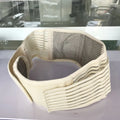 Black self-heating magnetic waist support belt for lumbar muscle strain, shown on a neutral background.